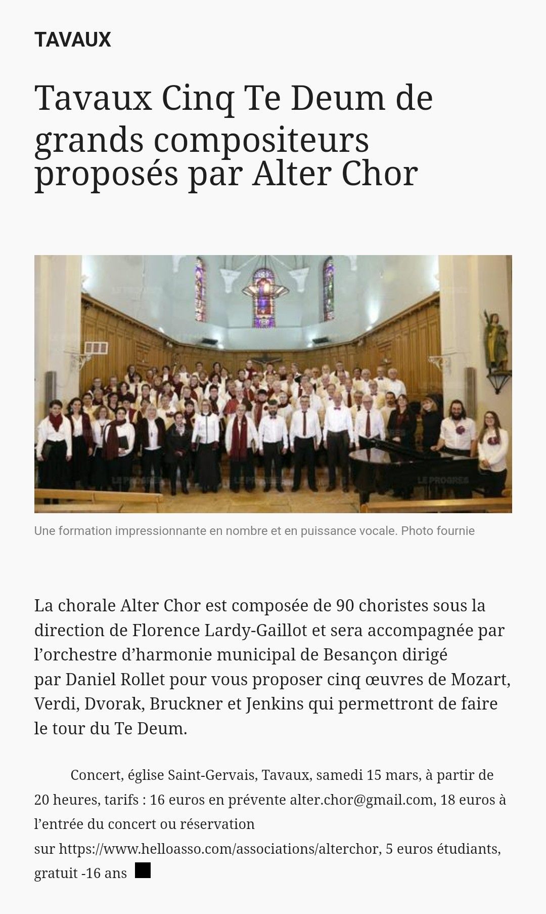 Article du progrès 14 mars 2025